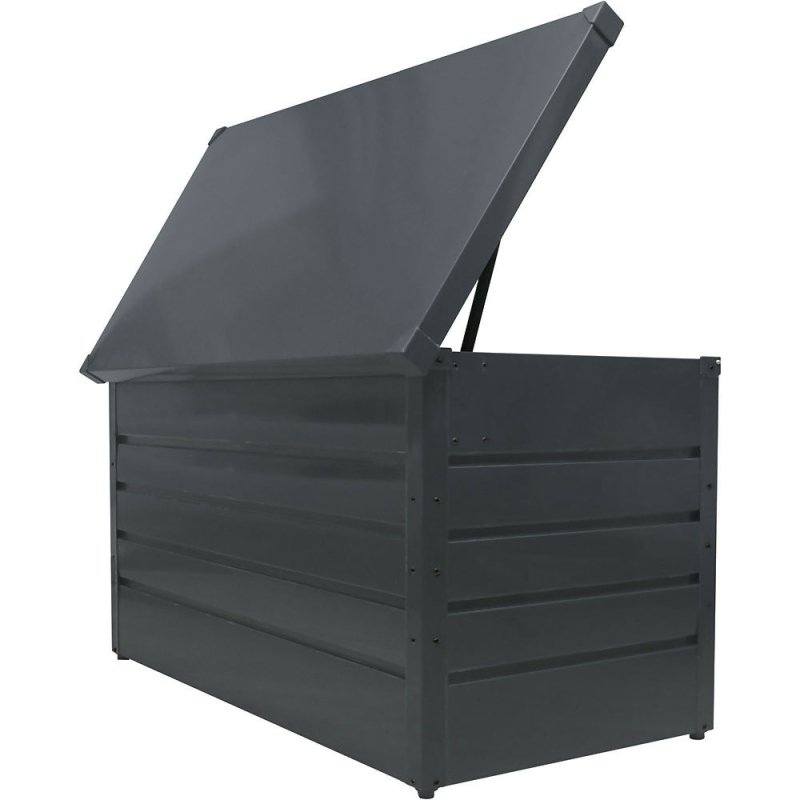 Waterproof Metal Outdoor Garden Storage Box Flat Top 350 L, Black - Storage Box - British D'sire