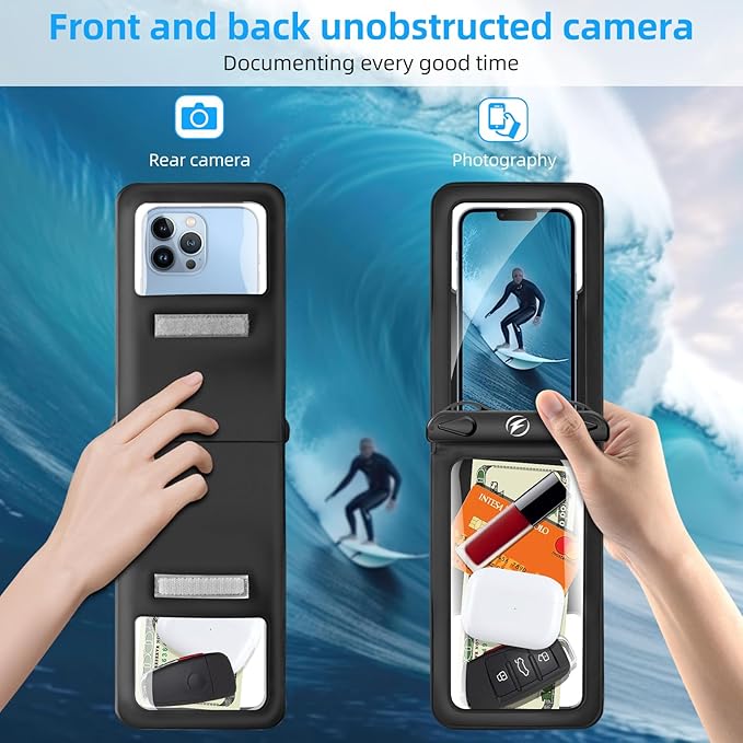 Waterproof Phone Pouch [3 - Pack] Double Space Waterproof Phone Case with Adjustable Lanyard Water proof Cell Phone Pouch for iPhone IPX8 Underwater Phone Cases Phone Dry Bag for Vacation Beach Swimming - Lanyards & Wrist Straps - British D'sire