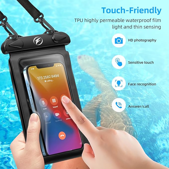 Waterproof Phone Pouch [3 - Pack] Double Space Waterproof Phone Case with Adjustable Lanyard Water proof Cell Phone Pouch for iPhone IPX8 Underwater Phone Cases Phone Dry Bag for Vacation Beach Swimming - Lanyards & Wrist Straps - British D'sire