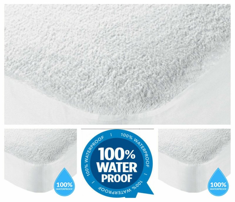 Waterproof Terry Towel Mattress Protector Fitted Sheet Bed Cover Non-Allergenic - Home, Furniture & DIY:Bedding:Mattress & Pillow Protectors - British D'sire Main image