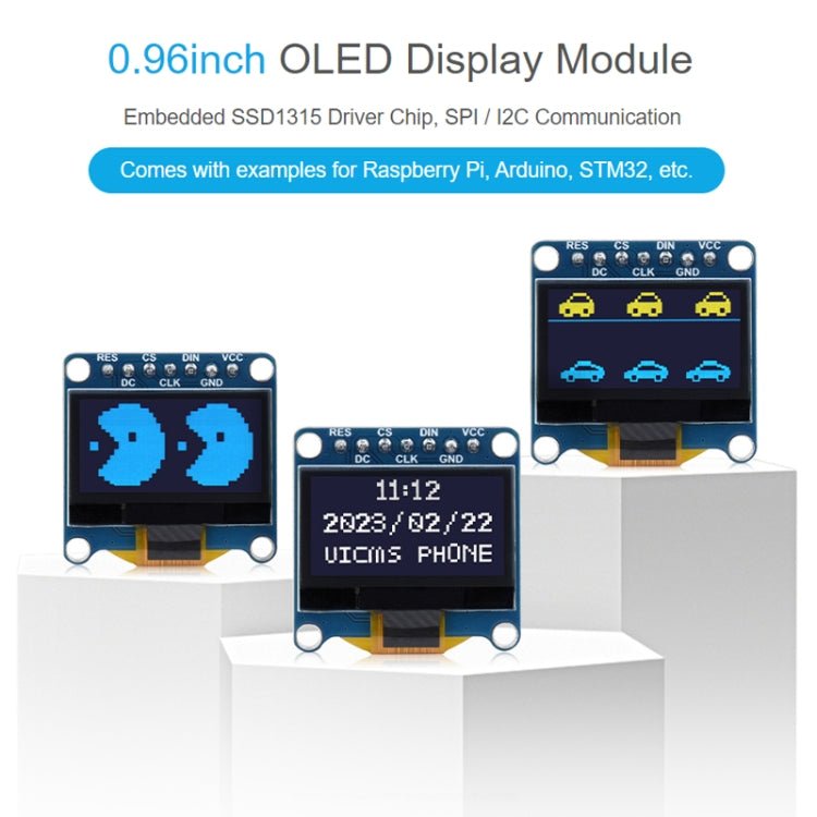 Waveshare 0.96 inch OLED Display Module, 128×64 Resolution, SPI / I2C Communication(C Yellow Blue) - British D'sire