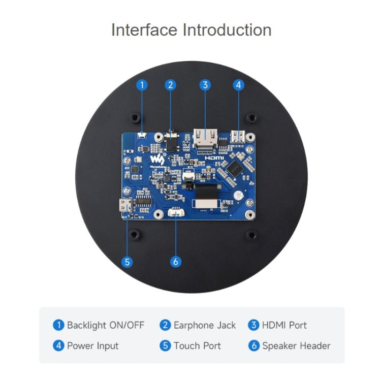 Waveshare 1080x1080 IPS Optically Bonded 5 - Inch HDMI Circular 10 - Point Touch Screen(24369) - British D'sire