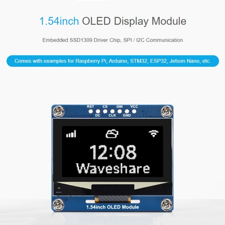 Waveshare 1.54 Inch OLED Display Module, 128×64 Resolution, SPI / I2C Communication(Blue) - British D'sire