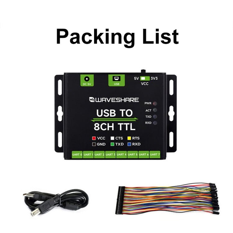 Waveshare 27076 Industrial USB TO TTL UART Serial Communication Module Converter(USB TO 8CH TTL) - British D'sire
