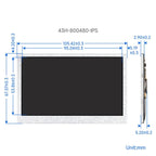 Waveshare 4.3 Inch DSI Display 800×480 Pixel IPS Display Panel, Style:No Touch - British D'sire