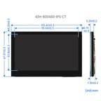 Waveshare 4.3 Inch DSI Display 800×480 Pixel IPS Display Panel, Style:Touch Display - British D'sire