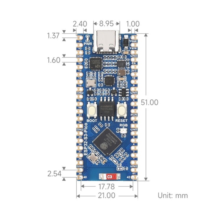 Waveshare ESP32 - S3 Microcontroller, 2.4 GHz Wi - Fi Development Board Dual - core Processor - British D'sire