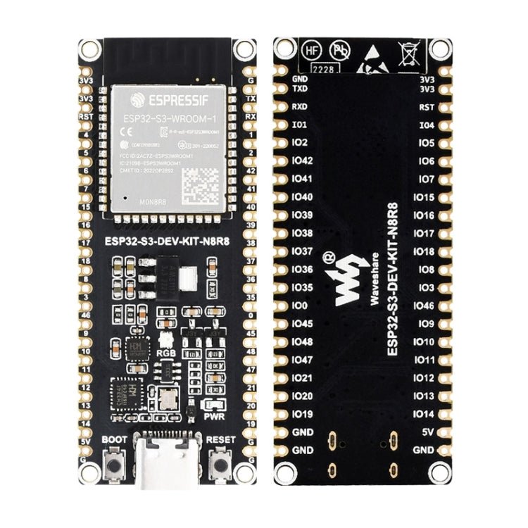 Waveshare ESP32 - S3 Microcontroller 2.4GHz Wi - Fi Development Board ESP32 - S3 - WROOM - 1 - N8R8 Module Standard Ver. With Pinheader - British D'sire