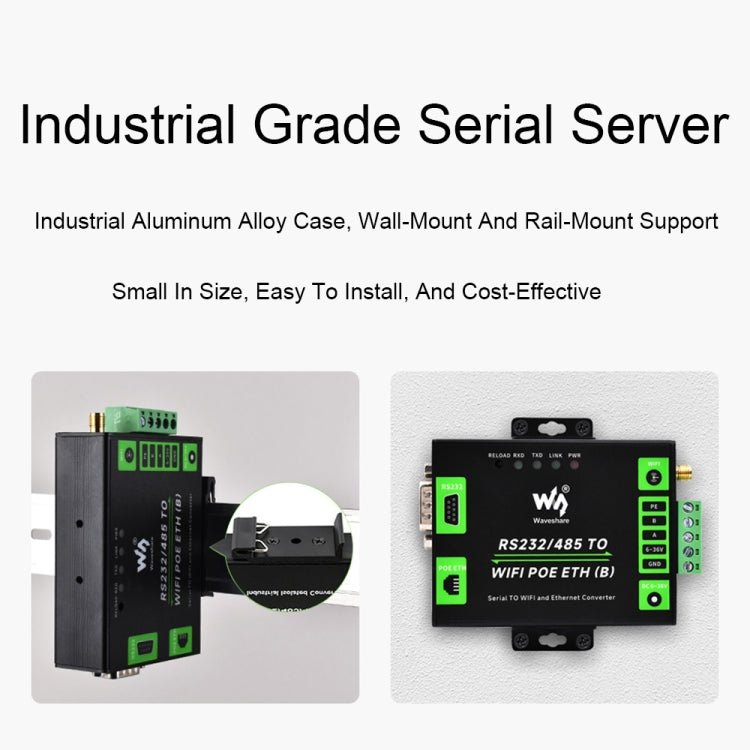 Waveshare Industrial Grade Serial Server RS232/485 to WiFi / Ethernet RJ45 Network Port - British D'sire