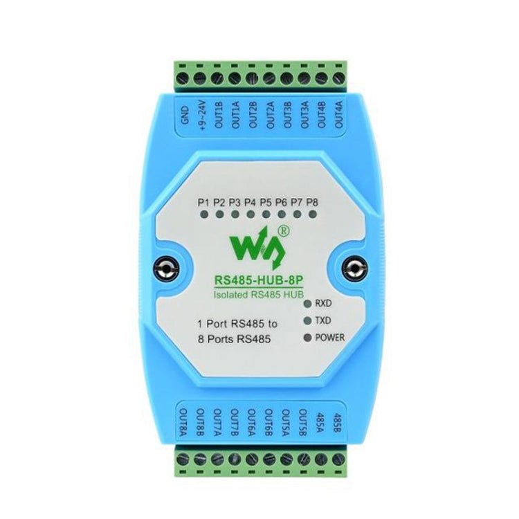 Waveshare RS485 - HUB - 8P Industrial - grade Isolated 8 - ch RS485 Hub, Rail - mount Support, Wide Baud Rate Range - British D'sire Main image