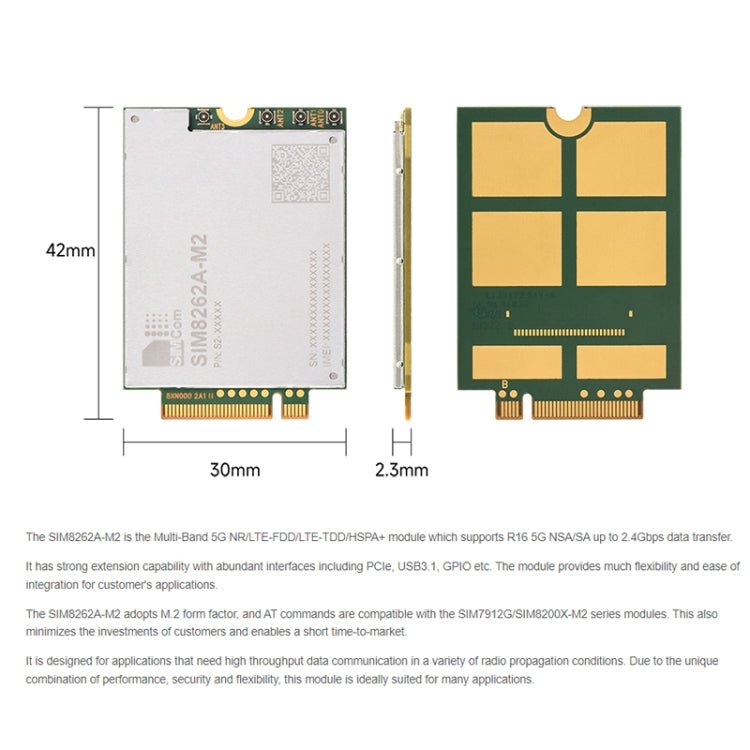 Waveshare SIM8262A - M2 SIMCom Original 5G Module, Interface M.2 - British D'sire