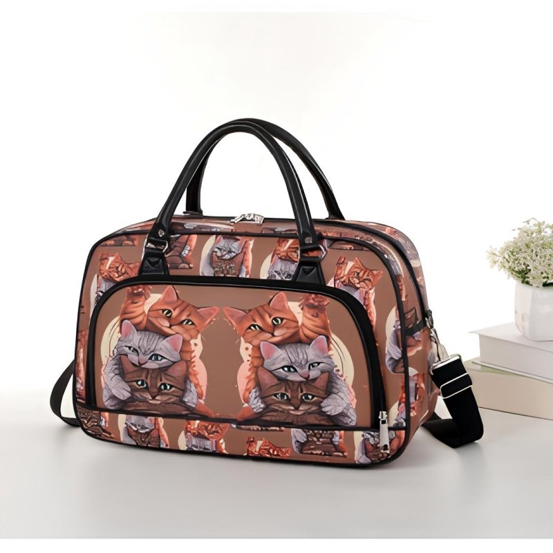 Waving Cats All over print Overnight bag/Weekend/Holdall Bag - British D'sire