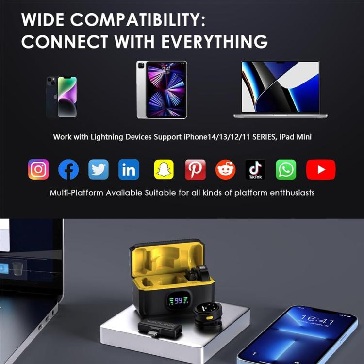 WAVLINK 608C Magnetic Lavalier Wireless Dual Microphone with 8 Pin RX Receiver - British D'sire