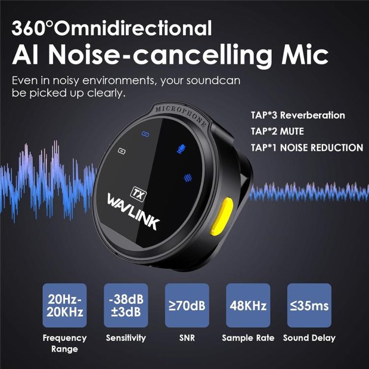 WAVLINK 608C Magnetic Lavalier Wireless Dual Microphone with 8 Pin RX Receiver - British D'sire