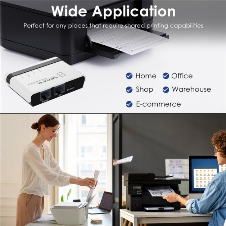 WAVLINK NU516U1 USB2.0 Wireless Printer Server With 10 / 100Mbps LAN / Bridge WiFi(EU Plug) - British D'sire