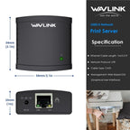 WAVLINK NU72P11 100Mbps Network Print Server USB 2.0 Network Printer Power Adapter(AU Plug) - British D'sire
