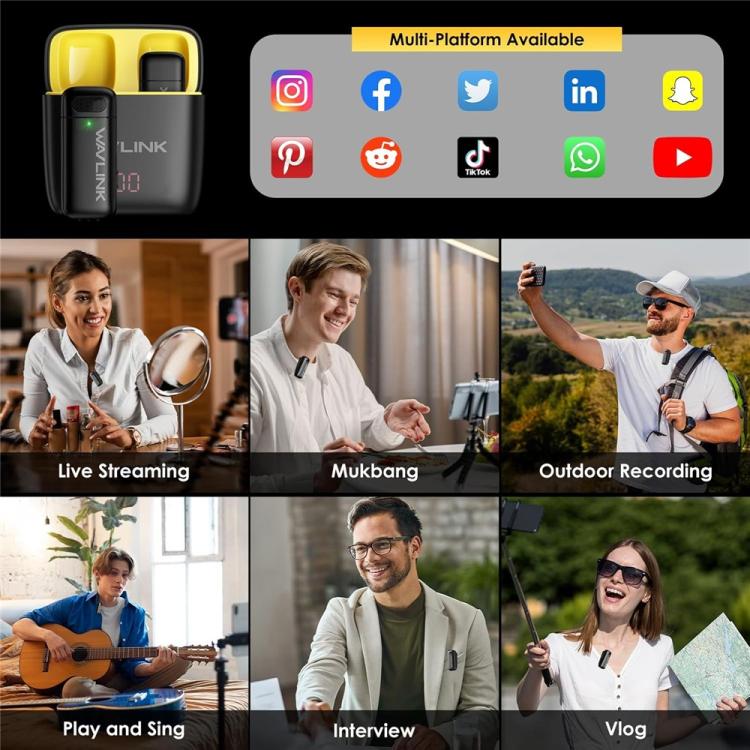 WAVLINK WS - WAJ606C1 Lavalier Noise Reduction Wireless Microphone with 8 Pin RX Receiver - British D'sire