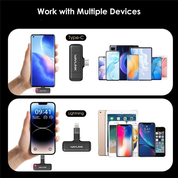 WAVLINK WS - WAJ606C1 Lavalier Noise Reduction Wireless Microphone with 8 Pin RX Receiver - British D'sire