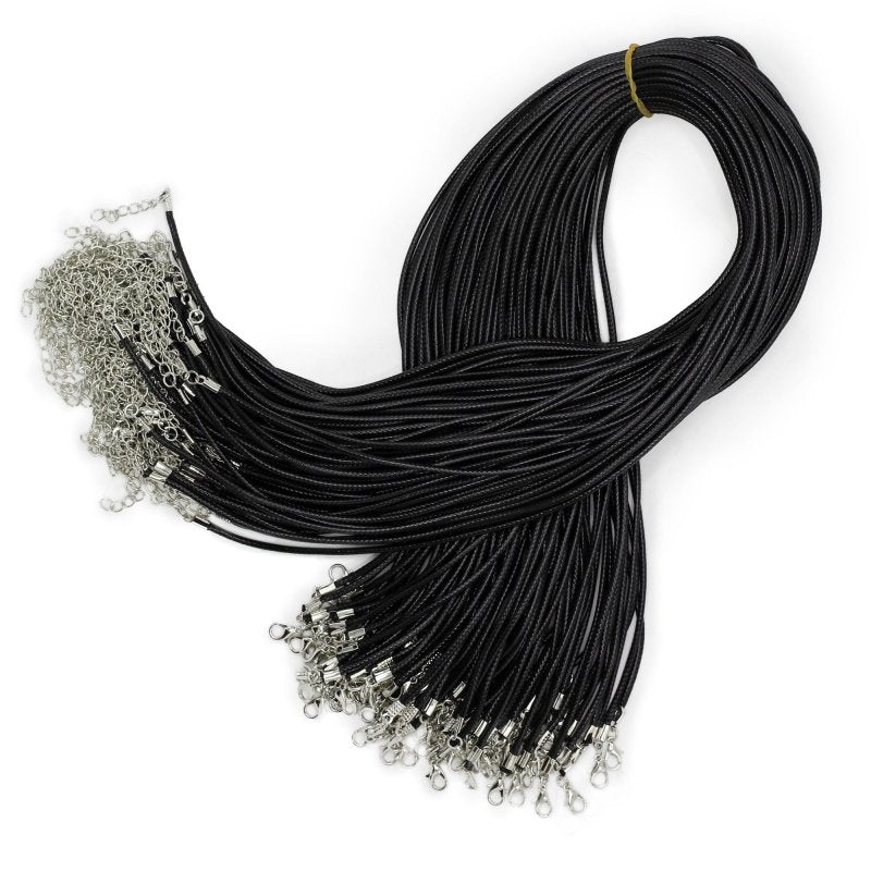 Waxed Pendant Cord - 2Mm X 55cm - Black 101 - Pendant Cords - British D'sire