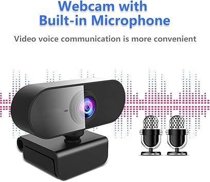 Webcam for PC with Microphone, HD 1080P Streaming Web Cam for PC,MAC, Laptop,Plug and Play USB Camera for Youtube,Skype Video Calling,Face Cam for Studying,Conference,Gaming with Rotatable Clip - Webcam - British D'sire