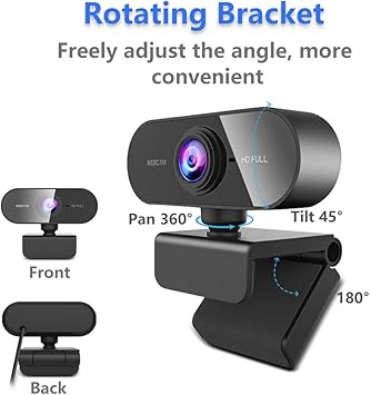 Webcam for PC with Microphone, HD 1080P Streaming Web Cam for PC,MAC, Laptop,Plug and Play USB Camera for Youtube,Skype Video Calling,Face Cam for Studying,Conference,Gaming with Rotatable Clip - Webcam - British D'sire