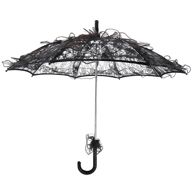 Wedding Parties Bridal Lace Cotton Umbrella Dancing Photography Prop Umbrella(Black) Secondary image