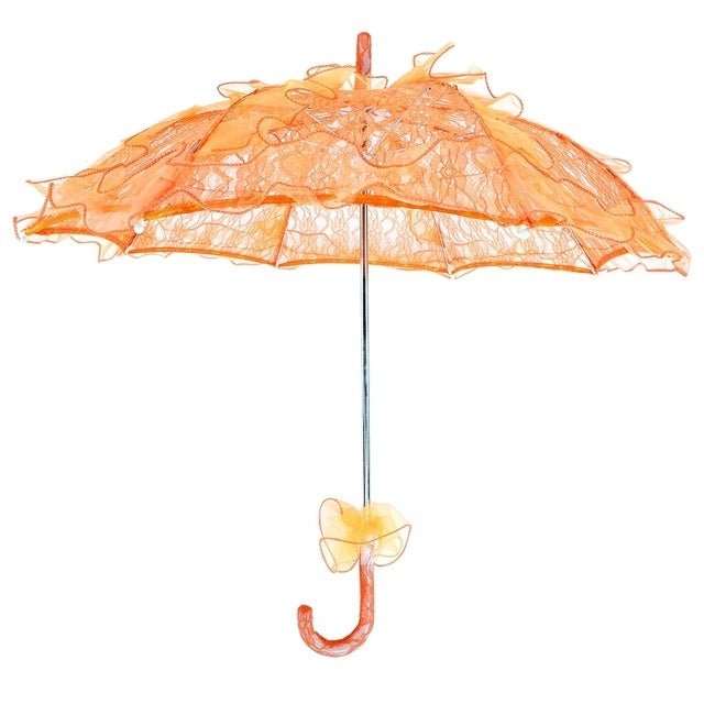 Wedding Parties Bridal Lace Cotton Umbrella Dancing Photography Prop Umbrella(Orange) - British D'sire Main image