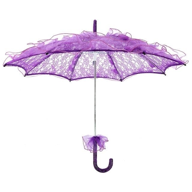 Wedding Parties Bridal Lace Cotton Umbrella Dancing Photography Prop Umbrella(Purple) Secondary image