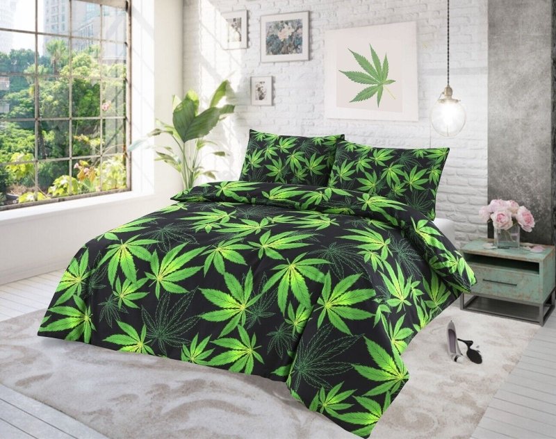 Weed Print Duvet Cover and Pillowcase Bedding Set - Home, Furniture & DIY:Bedding:Bedding Sets & Duvet Covers - British D'sire