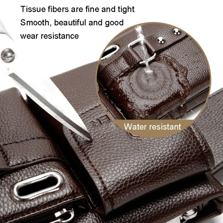 WEIXIER 8117 Men Sports Waist Bag Multi - Function Outdoor PU Bag(Black) - British D'sire