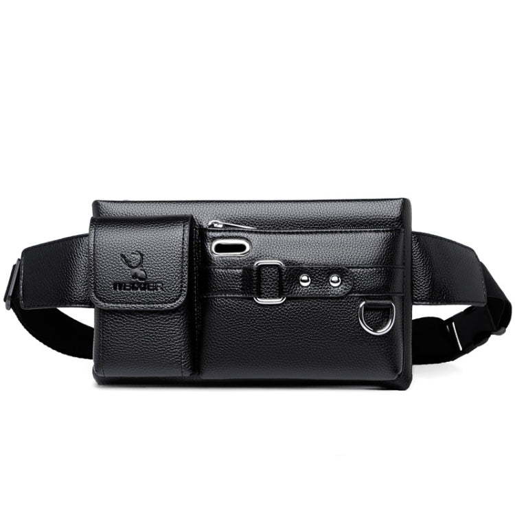 WEIXIER 8117 Men Sports Waist Bag Multi - Function Outdoor PU Bag(Black) - British D'sire Main image