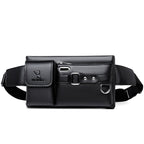 WEIXIER 8117 Men Sports Waist Bag Multi - Function Outdoor PU Bag(Black) - British D'sire