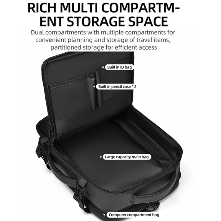WEIXIER B759 Simple Expandable Men Shoulder Bag Large Capacity Laptop Backpacks(Black) - British D'sire