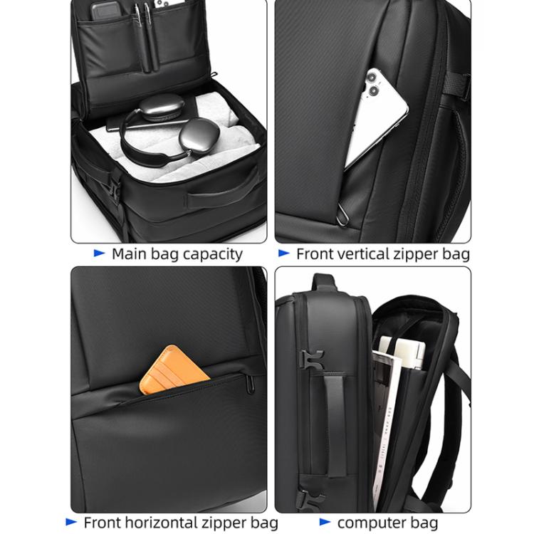 WEIXIER B759 Simple Expandable Men Shoulder Bag Large Capacity Laptop Backpacks(Black) - British D'sire