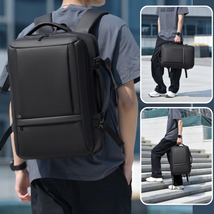 WEIXIER B759 Simple Expandable Men Shoulder Bag Large Capacity Laptop Backpacks(Black) Secondary image