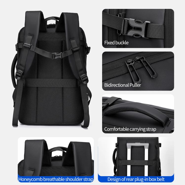 WEIXIER B759 Simple Expandable Men Shoulder Bag Large Capacity Laptop Backpacks(Black) - British D'sire