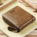 WEIXIER W98 Men Hand Take Short Wallet Zipper Bag(Khaki) - British D'sire