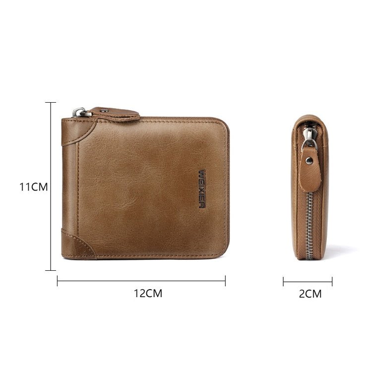 WEIXIER W98 Men Hand Take Short Wallet Zipper Bag(Khaki) - British D'sire