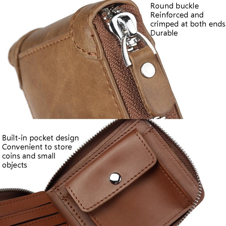 WEIXIER W98 Men Hand Take Short Wallet Zipper Bag(Khaki) - British D'sire