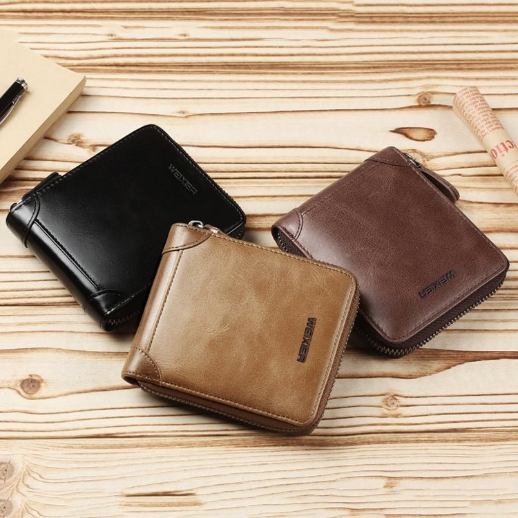 WEIXIER W98 Men Hand Take Short Wallet Zipper Bag(Khaki) - British D'sire