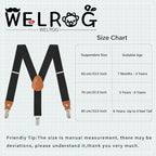 WELROG Boys Suspenders Boys Braces for Trousers 3 Clips - Kids Braces for Trousers Adjustable Elastic Y - shape Strong Clips Suspenders for Boys - Kid Braces - British D'sire