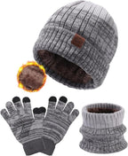 WELROG Children's Winter Hat Scarf Gloves for Boys Girls Winter Hat Scarf Set for Children 4 - 15 Years Boys Hat Knitted Hat Warm Outdoor Hat and Scarf for Kids - Hats & Caps - British D'sire