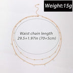 Wendalern Gold Layered Rhinestone Waist Chain (28–36″) - Body Jewellery - British D'sire