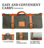 WESSLECO Canvas Roll Chef Knife Storage Bag(Army Green) - British D'sire