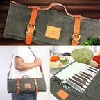 WESSLECO Canvas Roll Chef Knife Storage Bag(Army Green) - British D'sire