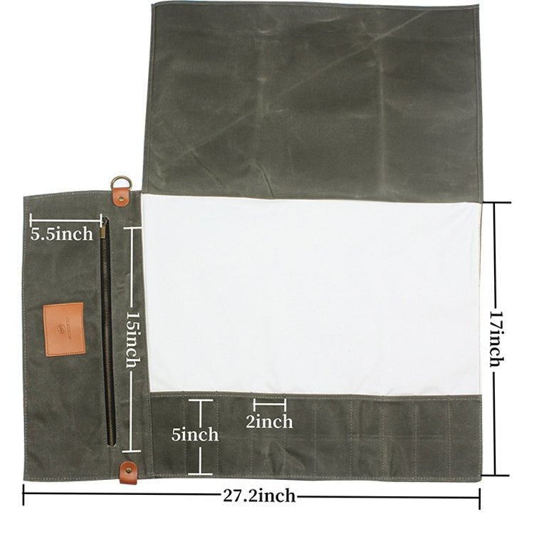 WESSLECO Canvas Roll Chef Knife Storage Bag(Army Green) - British D'sire