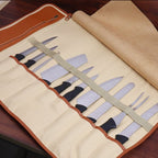 WESSLECO Chef Knife Storage Bag Portable Roll Knife Storage Bag(Brown) - British D'sire