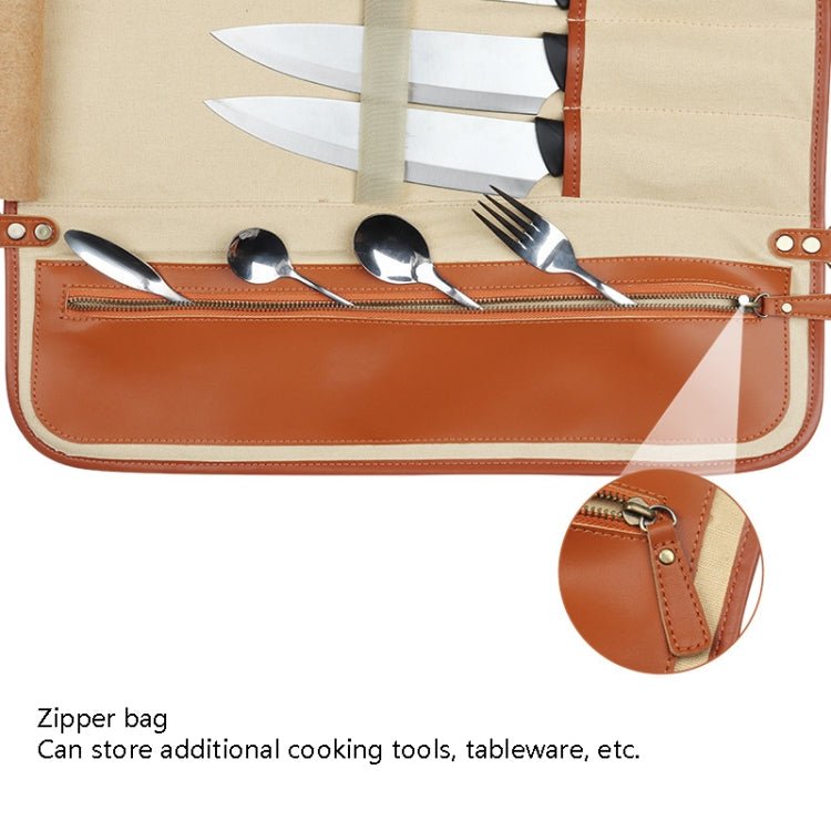 WESSLECO Chef Knife Storage Bag Portable Roll Knife Storage Bag(Brown) - British D'sire