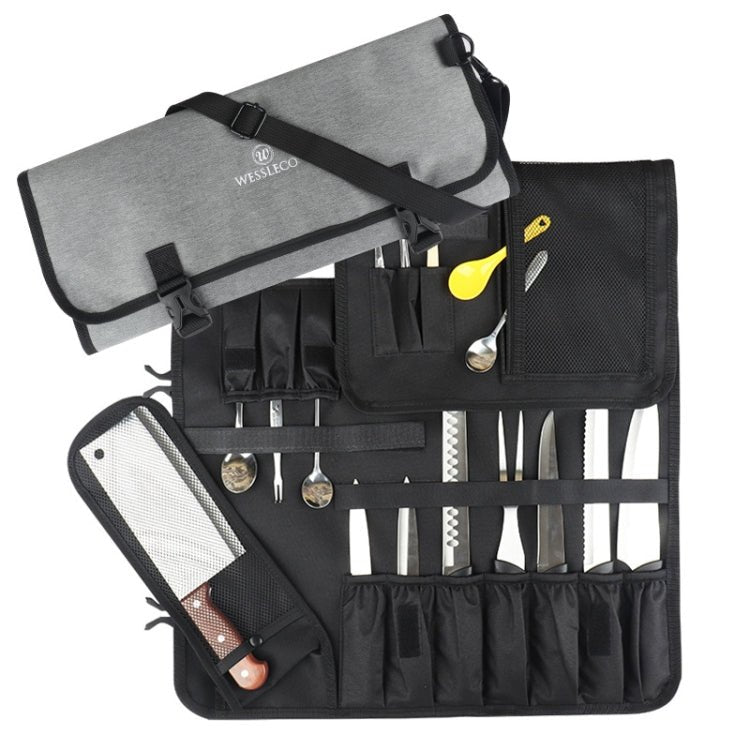 WESSLECO Chef Knife Tool Storage Bag Oxford Cloth Knife Bag(Gray) - British D'sire