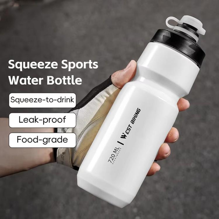 WEST BIKING 720ml Bike Water Bottle for Cycling Leak-Proof Squeeze Design Portable Sports Hydration Bottle(White Wide) - British D'sire